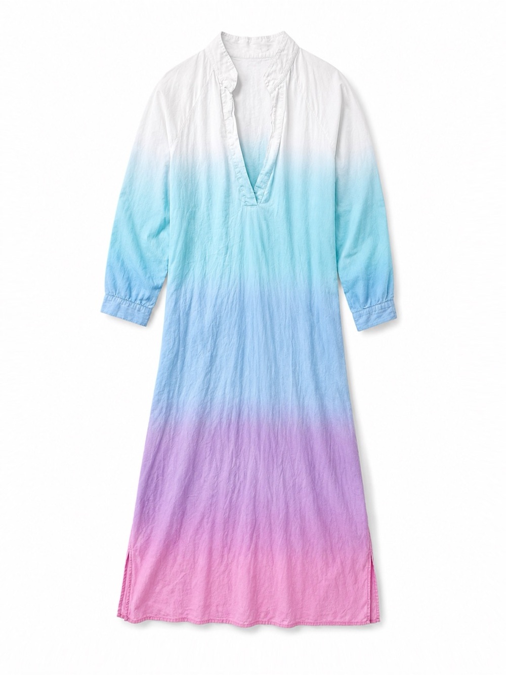 Gradient Ombre Midi Dress in White, Aqua & Lavender - Cali Dreaming